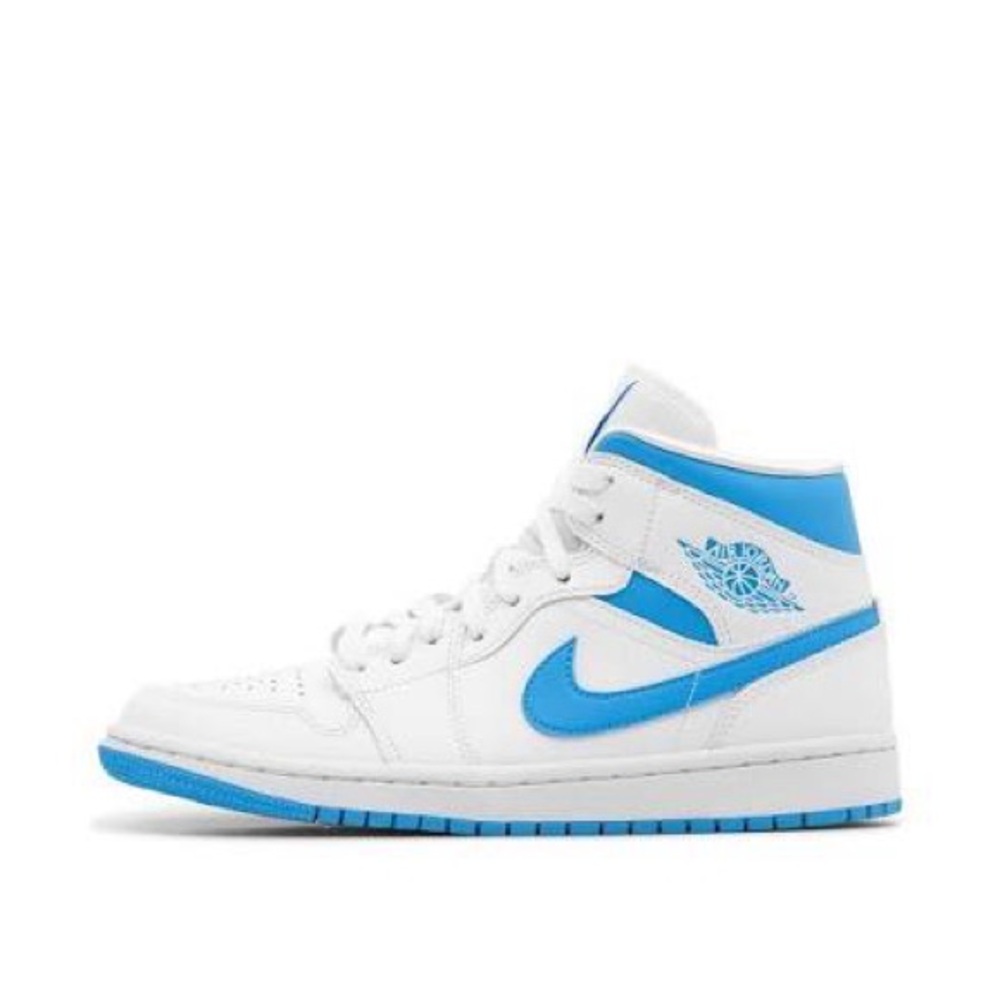 Nike White and Blue Mid-Top Sneakers
